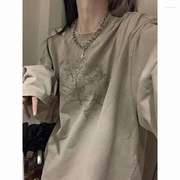 Women's T Shirts Deeptown Vintage Harajuku Long Sleeve Tshirt Oversized Streetwear Kpop T-shirt 2000s Aesthetic Women Loose Tops Japanese