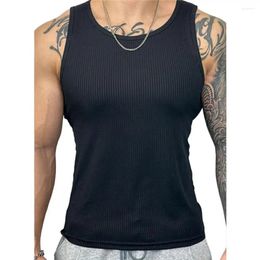 Men's Tank Tops Fitness Running Ribbing Top Men Quick-drying Vest Summer Gym With Sweat Absorption Slim