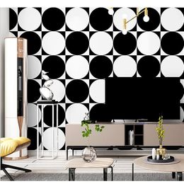 Nordic Black and White Plaid Wallpaper Geometric circle el Restaurant Milk Tea Shop Clothing Store Wallpapers for Living Room267C