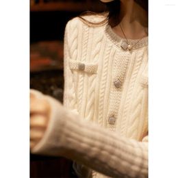 Women's Blouses Twisted Soft Glutinous Cashmere With Diamond Button Knitted Cardigan Sweater For Autumn And Winter Women