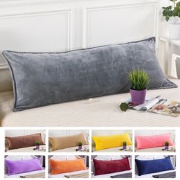 Thickened Flannel Long Pillowcase Decorative For Home BedCoral Velvet Double Lover Sleeping Pillow Cover Winter Solid Color 240129