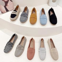 2023 Knitted Flat Loafers for Women Slip on Round Toe Light Comfortable Walking Shoes Female Boat Shoes Chaussure Femme 240130