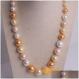 Chains 8Mm-16Mm Mticolor Natural Shell Pearl Beads Necklace Diy Jewellery For Women Gift Yoga Meditation Drop Delivery Dhlkp