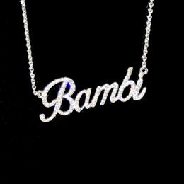 Fashion Fine Jewellery Women 18k Gold Plated Vvs Moissanite Initial Name Necklace Silver Custom 925 Silver Letter Pendant Necklace