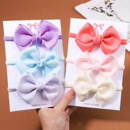 Hair Accessories 3Pcs Fashion Born Baby Girls Headband Elastic Knit Children Cute Turban Bows Soft Nylon Kids Headwear Gifts