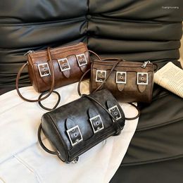 Evening Bags Belt Decoration Shoulder Bag For Women Fashion Pu Leather Crossbody Retro Pillow Messenger Handbag Ladies Purse 2024