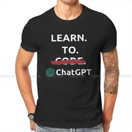 Men's T Shirts ChatGPT Polyester TShirt Learn To Code Basic Shirt Homme Men Tee Design Trendy