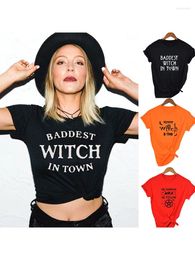 Women's T Shirts Baddest Witch In Town Women Halloween T-shirt Harajuku Gothic Short Sleeve Graphic 90s Grunge Streetwear Female Tops