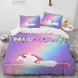 Bedding Sets Unicorn Cute Cartoon Comforter Set Duvet Cover Bed Quilt Pillowcase Queen For Child Boy Girl Gift