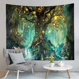 Tapestries Magic Forest Tapestry Nature Tree Of Life Fairy Wall Hanging Art Living Room Bedroom Dorm