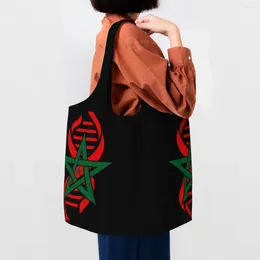 Shopping Bags My DNA Is Moroccan Roots Grocery Bag Canvas Shopper Tote Shoulder Big Capacity Washable Morocco Flag Pride Handbag