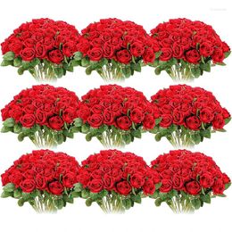 Decorative Flowers 100 Pieces Artificial Roses Fake Silk Bouquet For Table Centrepiece Vases Wedding Party Decor