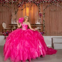 Pink Quinceanera Dress 2024 For Sweet 16 Girl Beads Appliques Sweetheart Red Carpet Evening Dresses Princess Ball Gowns