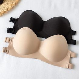 Bras Sexy Backless Invisible Bra Push Up For Women Lingerie Seamless Brassiere No Sewing Black Strapless Bandeau