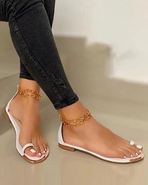 Sandals Runway Peep Toe Women Flat 2024 Elegent Zapatos Mujer Gladiator Hollow Slip On Chaussures Femme Plus Size 43