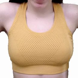 Yoga Outfit Women's Sports Bras Shockproof Ventilated Chest Pad Solid Colour Gym Tops Wearing Seamless Wrap Push Up Underwear