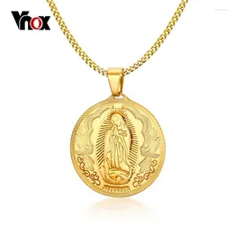 Pendant Necklaces Vnox Mother Of God Necklace Gold-color Stainless Steel Christian Jewellery High Quality