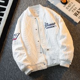 Heavy Retro American Vibe Style Baseball Jacket Men Winter Trendy Brand Bomber Jacket Winter Wear Jackets Coats 240126