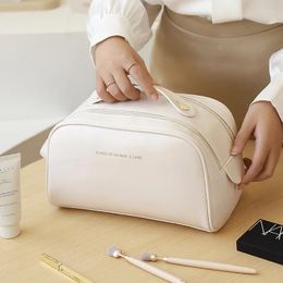 Cosmetic Bags PU Large Capacity Women Bag Colorful Make Up Portable Washbag Travel Double Zipper Waterproof Lady Box