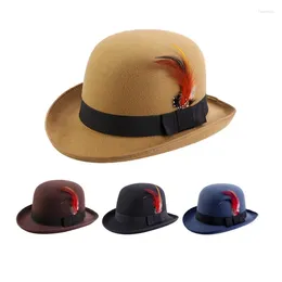 Berets Vintage Fedora Hat Cotton Short Brim Western Cowboy Versatile Top For Dinner Outdoor Casual Wear