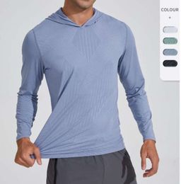 Lu Men Hoodie Quick Drying Shirt with Long Sleeve Running Workout T Shirts Breathable Compression Riding Top Designer Fashion46