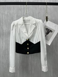 Women's Blouses Shirt Colour Matching Design Upper Body Version Looks Thin Casual Fashion 2024 Summer 0308