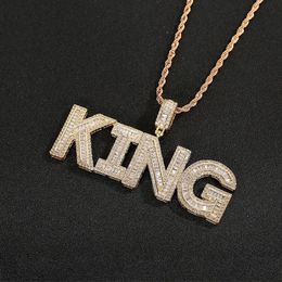 Customised Bigger Letters Name Pendant Iced Out Zircon Name Nekclace with Rope Chain Choker for Women Hiphop Necklace for Man 240125