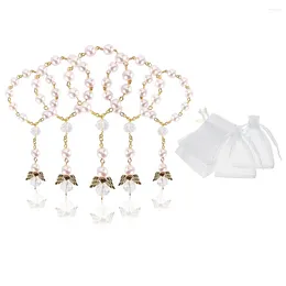 Charm Bracelets Baptism Rosary Acrylic Beads Mini Rosaries Angel With Organza Bags For The First Communion Party Favours