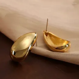 Dangle Earrings Gold Color Geometry Chunky For Women Lightweight Smooth Metal Open Thick Hoops Fashion Jewelry 2024 Gifts