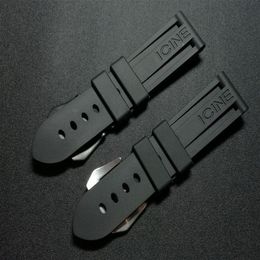 Watch Bands 22mm 24mm 26mm Black Waterproof Silicone Rubber watchband Panerai strap for PAM111 Buckle Logo tools2190