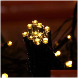 Led Strings Solar Lamps String Light 100Leds 200Leds Outdoor Fairy Holiday Christmas Party Garlands Lawn Garden Lights Waterproof Dr Dhlf7