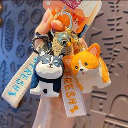 Keychains Dog Wooden Carved Schnauzer Keychain Handicraft Gift Cute Corgi Bag Animal Charm Travel Souvenir Backpack Pendant