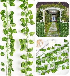 Decorative Flowers 2.1M Silk Artificial Ivy Rattan Leaf Garland Plant Vine Home Wedding Bathroom Decoration Garden Festival Party Decor Fake