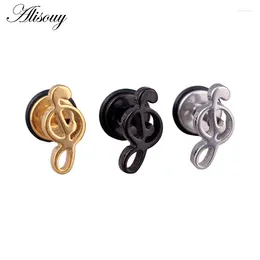 Stud Earrings Stainless Steel Treble Clef Music Note Ball Men Women Unisex Ear Piercing 2pcs