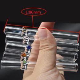 Wholesale 86mm mini thick pyrex glass one hitter pipe steam roller filter pipes cigarette hand pipes with colorful balance LL