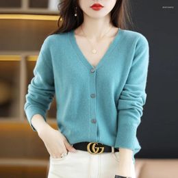 Women's Knits Knitted Cardigan Thin Sweater Coat 2024 Spring Autumn Style Woolen Round Neck Top Loose Outer Wear All-Match