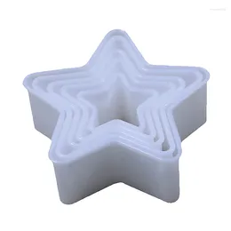 Baking Moulds 5pcs/set Star Shaped Plastic Cake Mould Cookie Cutter Biscuit Stamp Fondant Decorating Tools Clay Chocolate Cutting