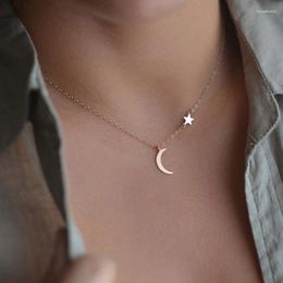 Ketten Mode einfache Sterne Mond Anhänger Halskette für Frauen Bijoux Maxi Statement Halsketten Collier Schmuck Schmuck