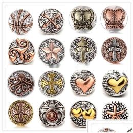 Clasps Hooks Mixed New Snaps Jewellery Angel Wings Love Heart Metal Snap Buttons Fit 18Mm Bracelet Button Necklace For Women Men Dro Dhjln LL