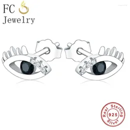 Stud Earrings FC Jewellery 925 Silver Small Turkish Evil Eye Zirconia Crystal Earring For Women's Accessories Brinco Amulet Oorbellen