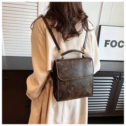 Vintage Women Backpack Large Capacity Retro Leather Shoulder Bag Casual Student School for Girl Luxury Female Travel College 240119