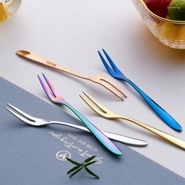 Forks Simple Fruit Fork Set Mini Cute Stainless Steel Dessert Silver Gold Rose Cake Flatware Cutery For Home Tableware