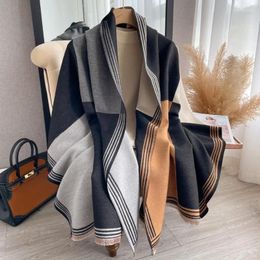 Scarves 2024 Winter Fashion Lattice Print Thick Cashmere Scarf Women Blanket Warm Pashmina Shawls Wraps Bufanda Poncho Echarpe Tassels