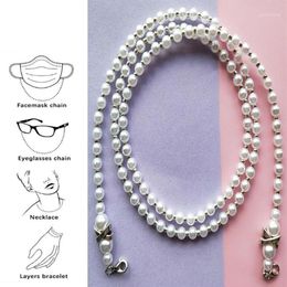 Sunglasses Frames Fashion Simulated Pearl Mask Chain Face Retainer Bead Holder Glass Eyewear Non-slip Lanyard Necklace For Women1213A