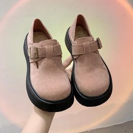 Dress Shoes Korean Version Of Fashionable Thick Soled Bean With Height Increase Lazy Big Head Ugly Cute Casual Single Shoe