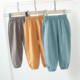 Trousers Children's Anti-mosquito Pants Summer Baby Air Conditioning Bloomers Boys And Girls Cotton Linen Plaid 2 3 4 5 6 7