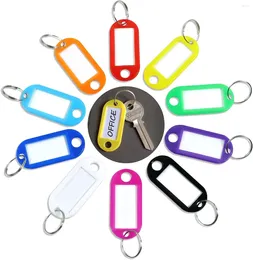 Keychains 10Pcs/lot Tough Plastic Key Tags With Split Ring Label Window For DIY Chain Kit Numbered Name Baggage Luggage