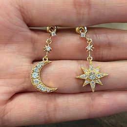 Dangle Earrings CAOSHI Trendy Moon And Star Pendant For Women Brilliant Cubic Zirconia Accessories Wedding Party Stylish Jewellery
