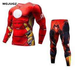Mens Compression Sport Suit Gym Muscle Training LongSleeved TShirt Leggings Men Base Layer Thermal Uderwear Hero plays costume9891943
