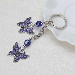 Keychains Lucky Evil Eye Charms Keychain Butterfly Pendent Tassel Key Chain Crystal Car Women Fashion Jewelry Gifts237s